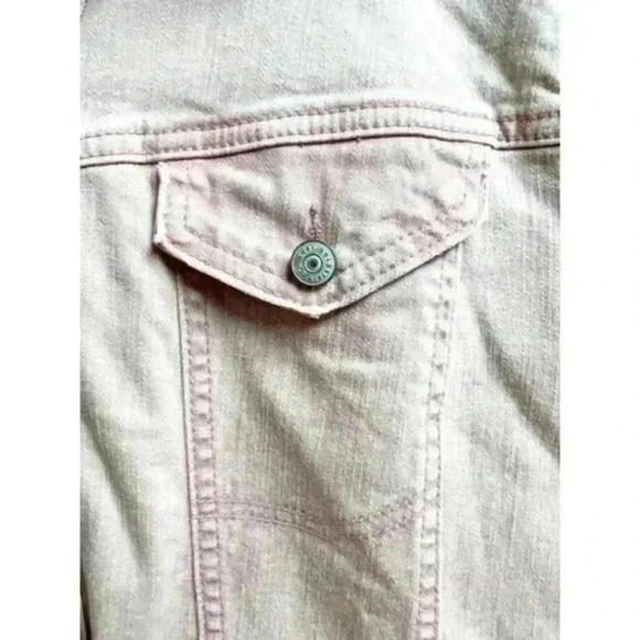 LOGO by Lori Goldstein Denim Jacket Washed Out Light Pink Size 12 - Picture 2 of 12
